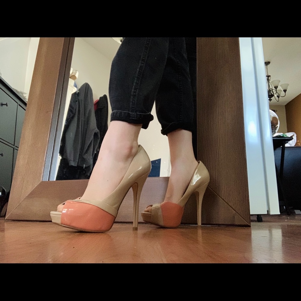 Tan and Coral ALDO Heels With Box